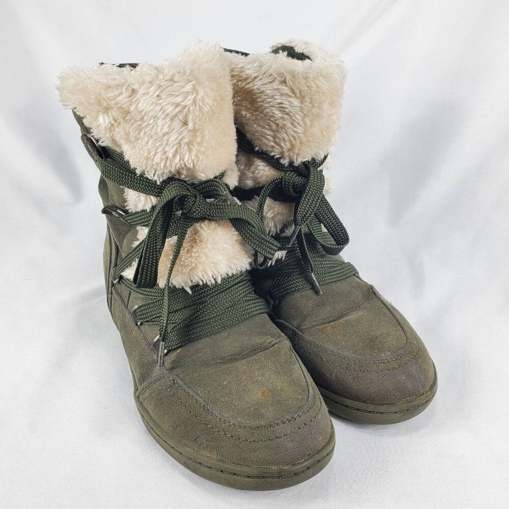 Guess Olive Green Faux Fur Lined Winter Boots - Picture 2 of 8
